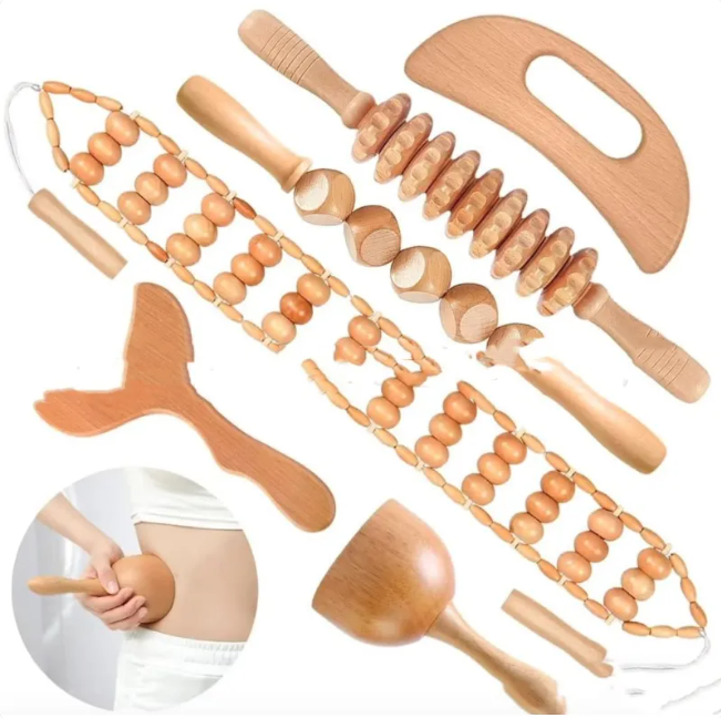 Wooden Anti-Cellulite Hand Massage Roller Set (Multiple Options)